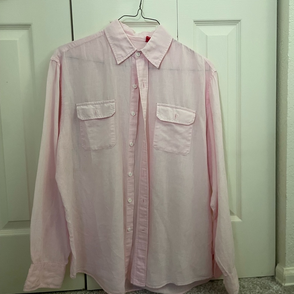 Izod Soft Pink Linen Blend Shirt